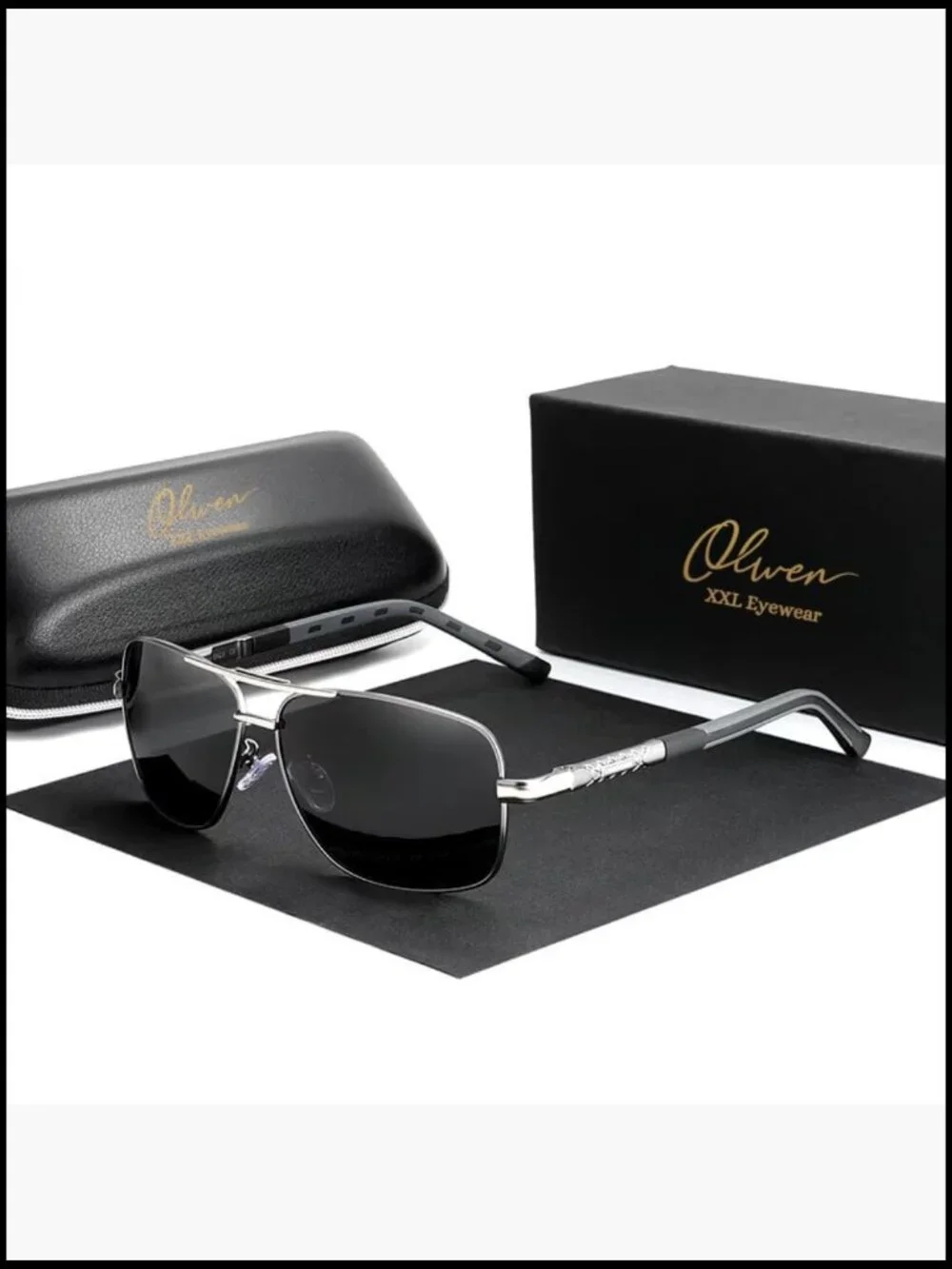 Polarized Navigator Sunglasses for Large Heads with Hard Case